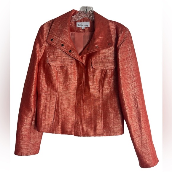 ELLIOTT LAUREN Linen Blend Dress Jacket in Orange Size 4 -- GORGEOUS!!!! - Picture 1 of 6